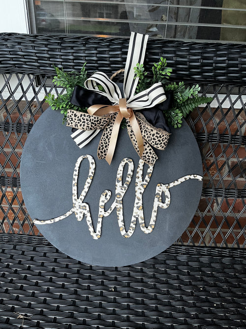 Black & Gold Cheetah Door Hanger