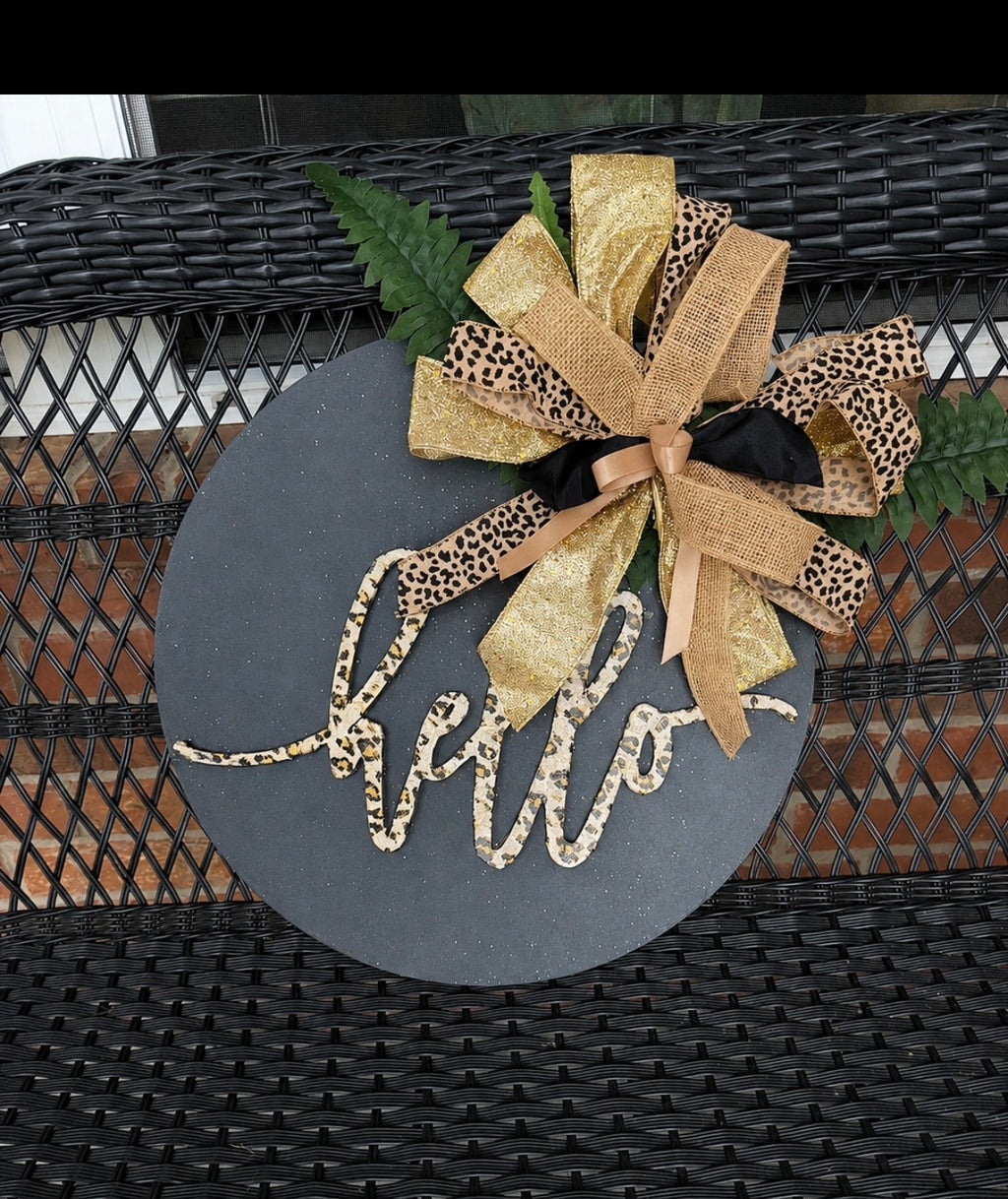 Black & Gold Cheetah Door Hanger